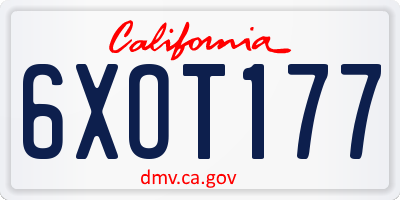 CA license plate 6XOT177
