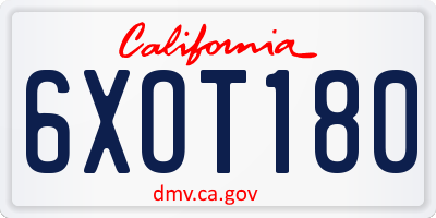 CA license plate 6XOT180