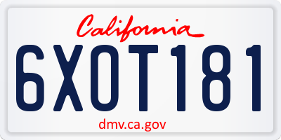 CA license plate 6XOT181