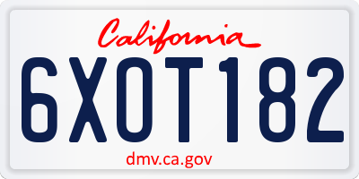CA license plate 6XOT182