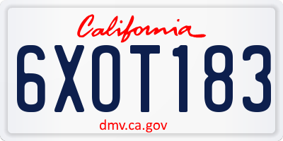 CA license plate 6XOT183