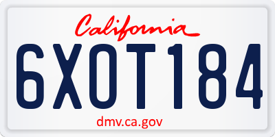 CA license plate 6XOT184