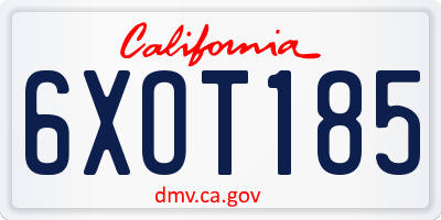 CA license plate 6XOT185