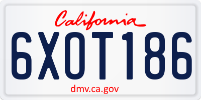 CA license plate 6XOT186