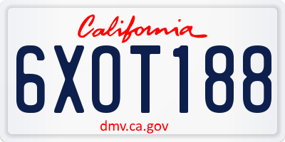 CA license plate 6XOT188
