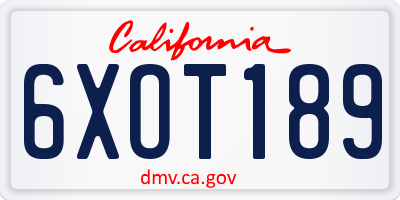 CA license plate 6XOT189