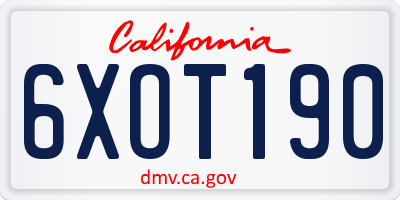 CA license plate 6XOT190