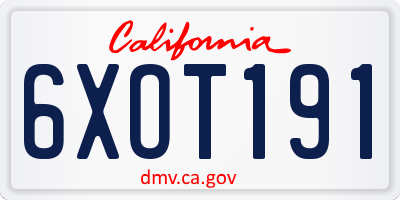 CA license plate 6XOT191