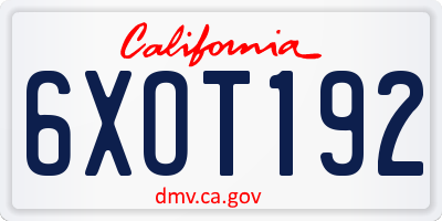 CA license plate 6XOT192