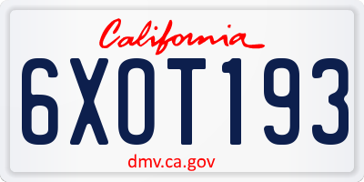 CA license plate 6XOT193