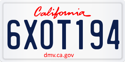 CA license plate 6XOT194