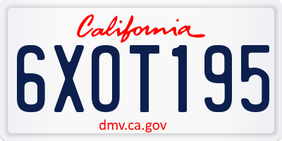 CA license plate 6XOT195