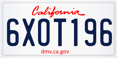 CA license plate 6XOT196