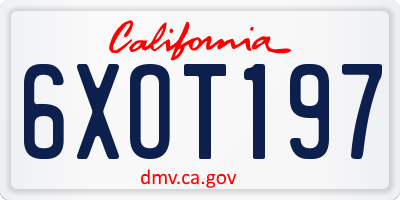 CA license plate 6XOT197