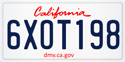 CA license plate 6XOT198