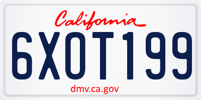 CA license plate 6XOT199