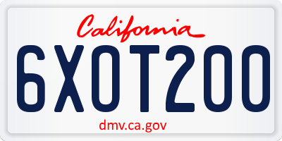 CA license plate 6XOT200