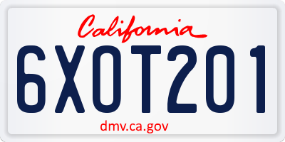 CA license plate 6XOT201