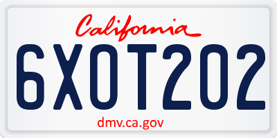 CA license plate 6XOT202