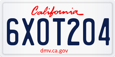 CA license plate 6XOT204