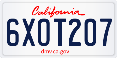 CA license plate 6XOT207