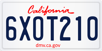 CA license plate 6XOT210