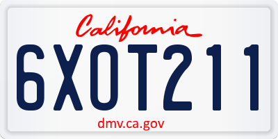 CA license plate 6XOT211