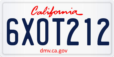 CA license plate 6XOT212