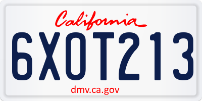 CA license plate 6XOT213