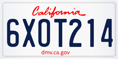 CA license plate 6XOT214