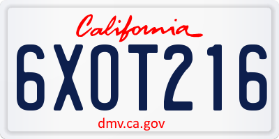 CA license plate 6XOT216