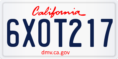 CA license plate 6XOT217