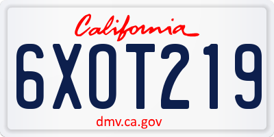 CA license plate 6XOT219