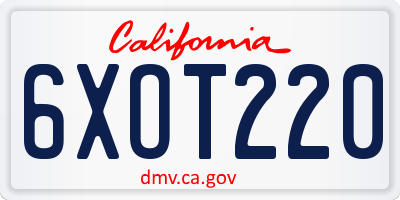 CA license plate 6XOT220