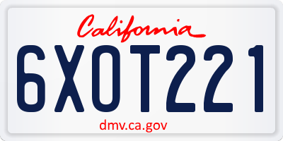 CA license plate 6XOT221