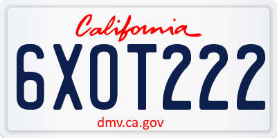 CA license plate 6XOT222