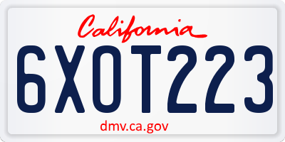 CA license plate 6XOT223