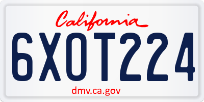 CA license plate 6XOT224