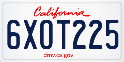 CA license plate 6XOT225