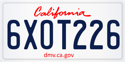 CA license plate 6XOT226