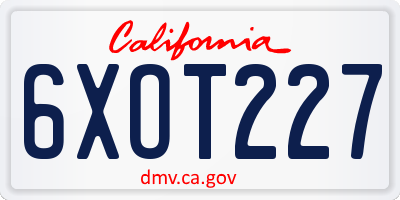CA license plate 6XOT227