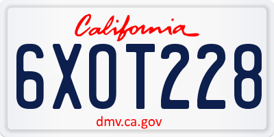 CA license plate 6XOT228