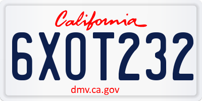 CA license plate 6XOT232