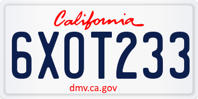 CA license plate 6XOT233