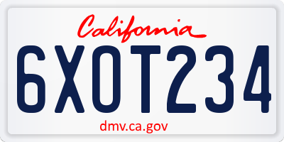 CA license plate 6XOT234