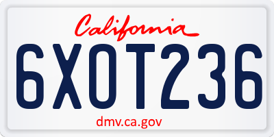 CA license plate 6XOT236