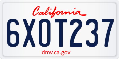 CA license plate 6XOT237