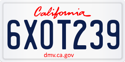 CA license plate 6XOT239
