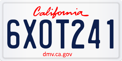 CA license plate 6XOT241