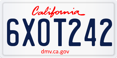 CA license plate 6XOT242